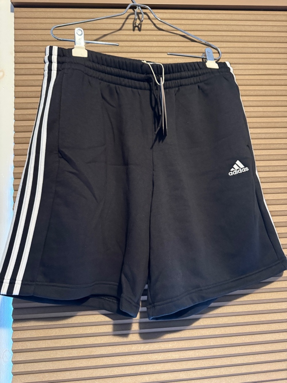 adidas Black Men's Athletic Shorts with White Stripes
